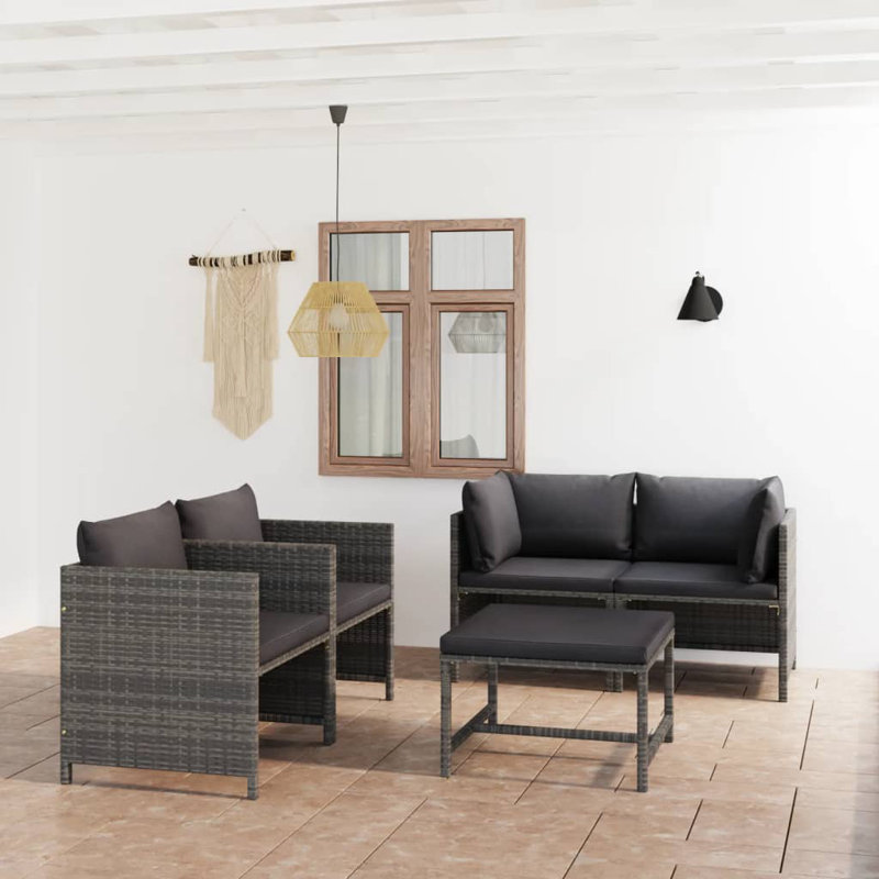 Chaise longue avec coussins 5 pièces Ristro, gris, gris