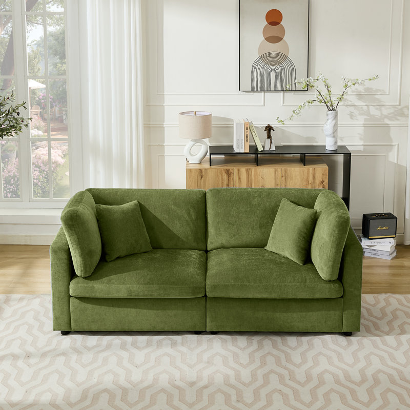 82.7” W Oversized Down-Filled 2-Seater Modular Sofa, 34.6" H x 82.7" W x 33.1" D