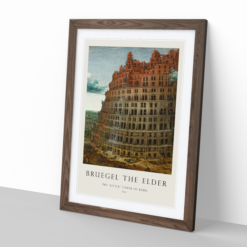 The Tower of Babel by Pieter Bruegel the Elder - Picture Frame Painting, 36cm H x 27cm W x 2cm D, Walnut Framed