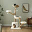 Tour à chat moderne pour grands chats avec 2 perchoirs à fleurs - Poteau à griffer en bois massif naturel avec une vraie branche - Mobilier de chat Boho de luxe avec lit en osier