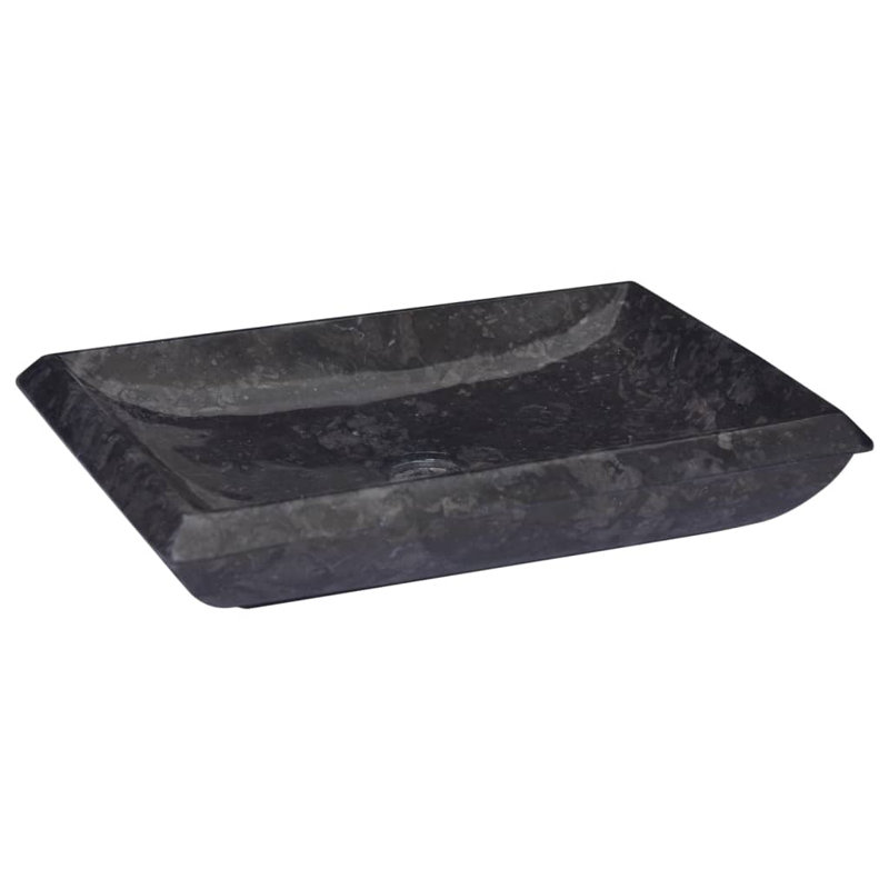 VidaXL Marble Rectangular Bathroom Sink, Black