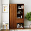 Armoire de rangement autoportante avec porte cannelée, 2 tiroirs et tablettes ouvertes, organisateur polyvalent pour diverses pièces