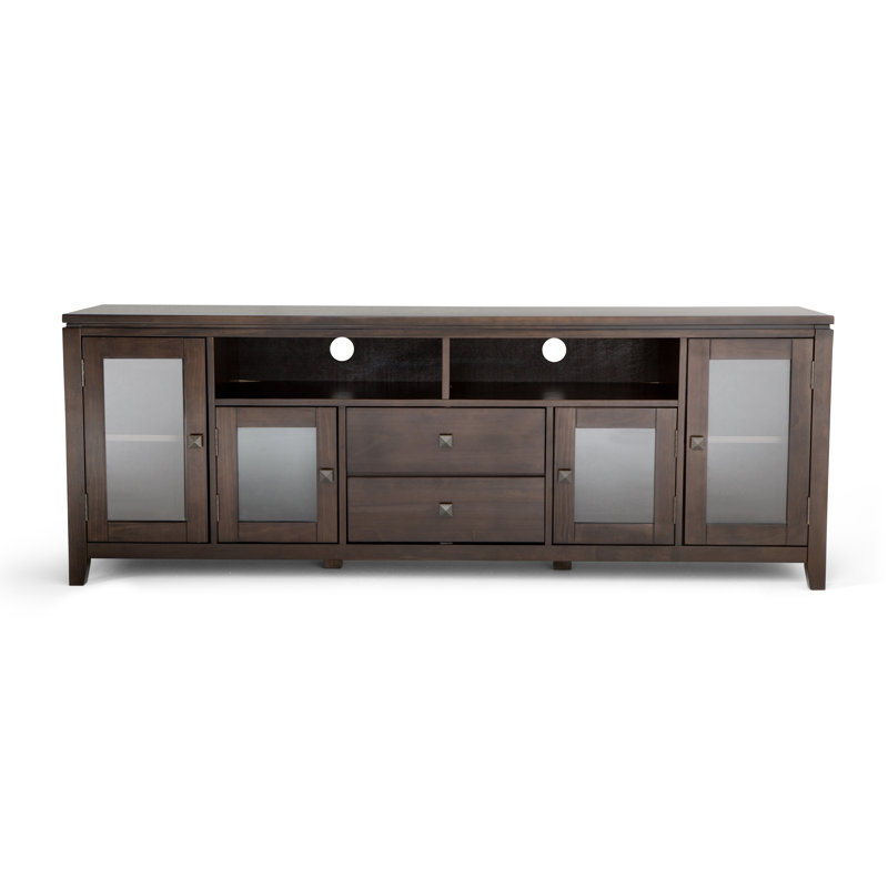 Cosmopolitan SOLID WOOD 72 inch Wide Contemporary TV Media Stand For TVs up to 80 inches, Mahogany Brown