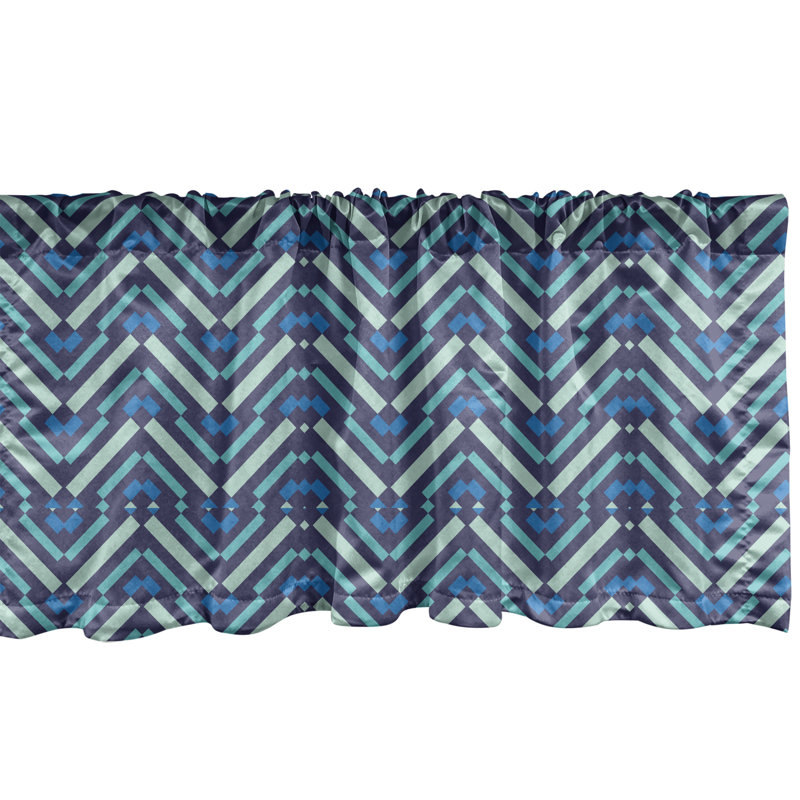 Multicolor Geometric Satin Polyester Rod Pocket Valance Set