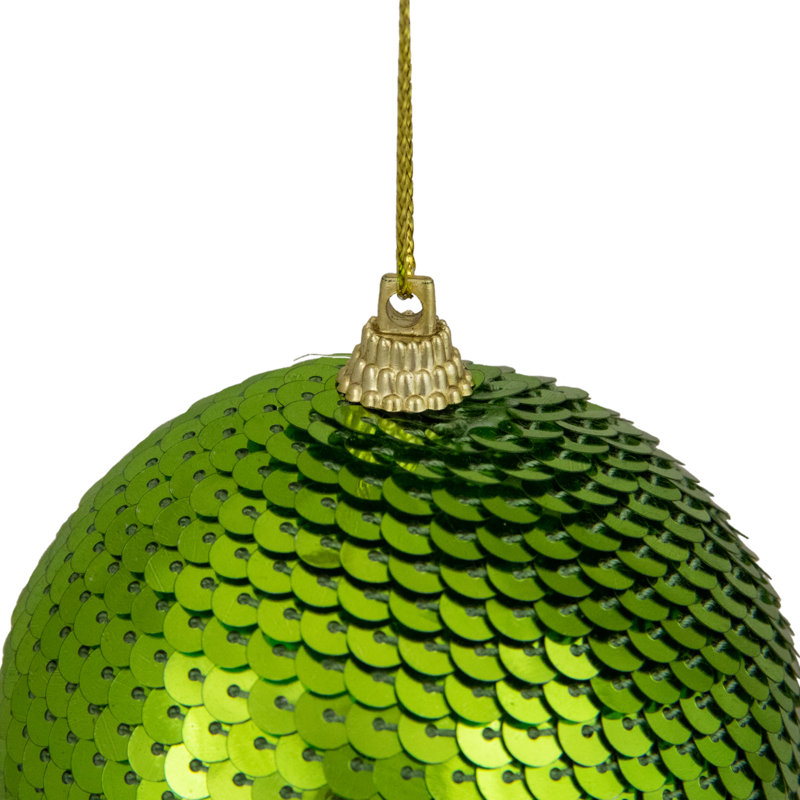 Sequin Shatterproof Ball Christmas Ornament 3", Green