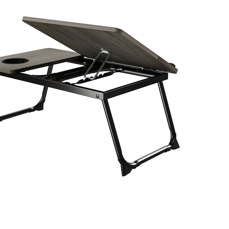 Metal Base Computer Desk, Dark Nature Wood/Black