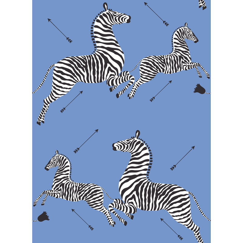 Papier peint adhésif zèbre Safari, Azur