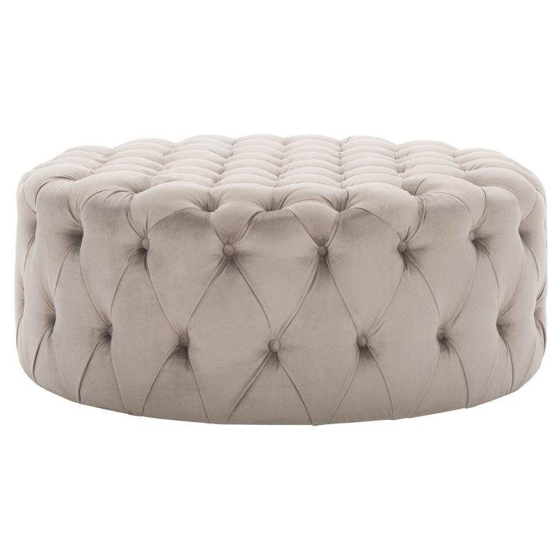 Repose-pieds cocktail rond capitonné de 39,4 po Blech, Velours taupe champignon