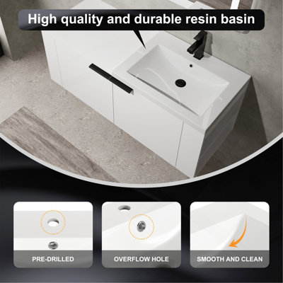 Ensemble de meuble-lavabo 48 po pour grand espace, ensemble d'armoires modernes, blanc