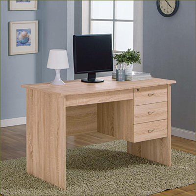 Desks with 3 Locking Drawers, Metal Glides &amp; Modesty Panel | Mahogany | Particle Board+MDF