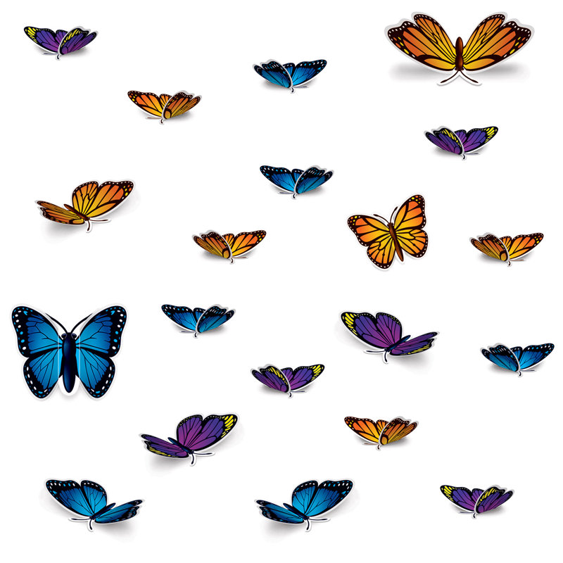 Papillons découpés - Assortiment - paquet de 12