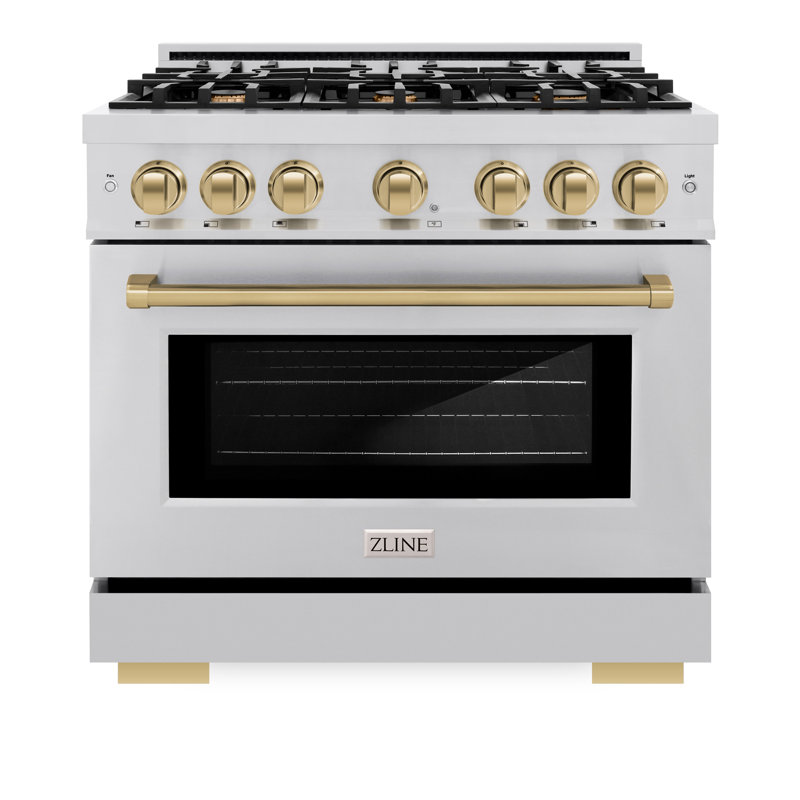 36" Stainless Steel Gas Range with Champagne Bronze Accents