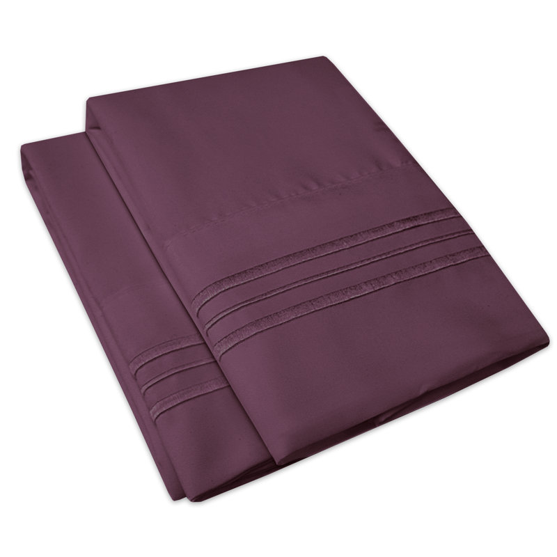 Taies d'oreiller luxueuses en microfibre brodée (paquet de 2) par Sweet Home Collection®, Taie d’oreiller standard, Mauve