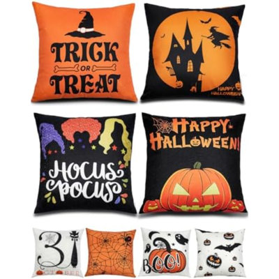 Couvre-oreiller d'Halloween 16 x 16 4 pièces imprimé recto-verso