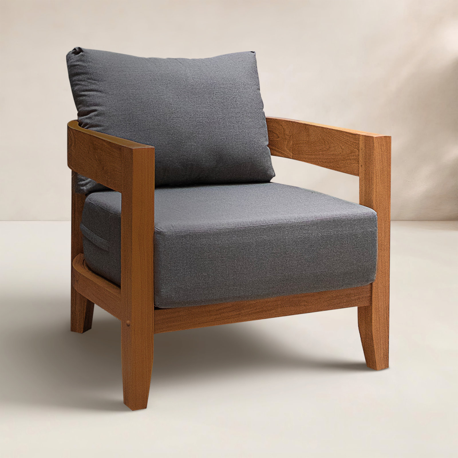 Keaton Teak Patio Lounge Chair, Gray