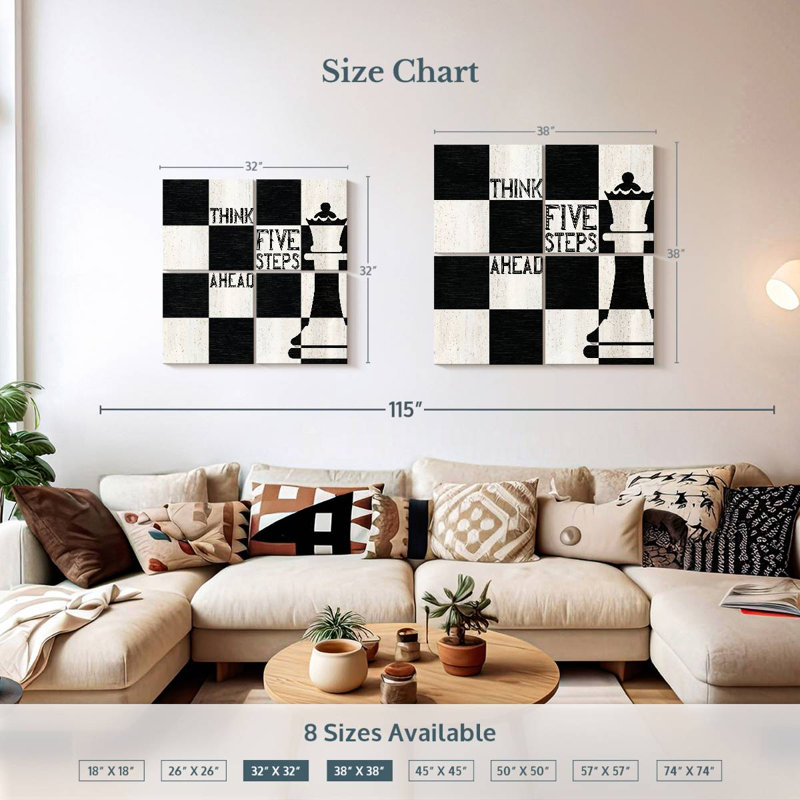 Senne Chessboard Sentiment II - Five Steps, 32" H x 32" W