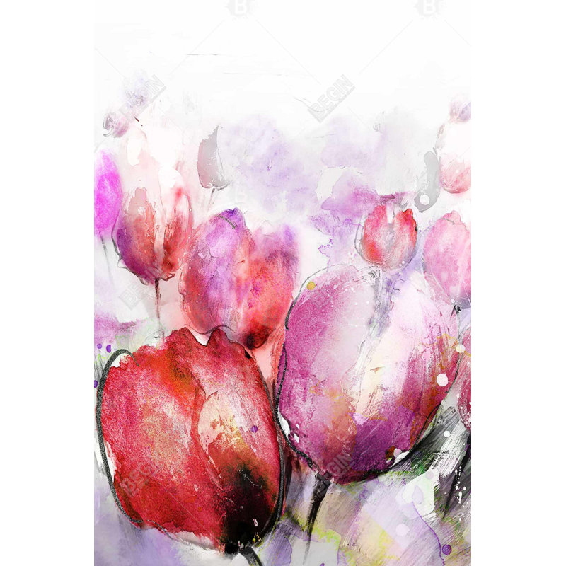 Tulipes abstraites floues - Toile florale romantique pour la décoration intérieure