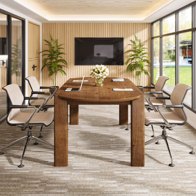 62.99cm Solid Wood Oval Conference Table