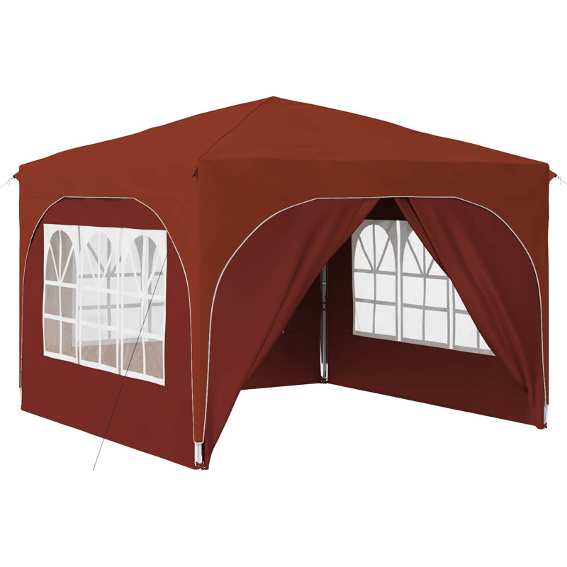vidaXL Pop-up Party Tent 210D Oxford with Silver Coating Event Canopy Outdoor, 290cm W x 290cm D, Red