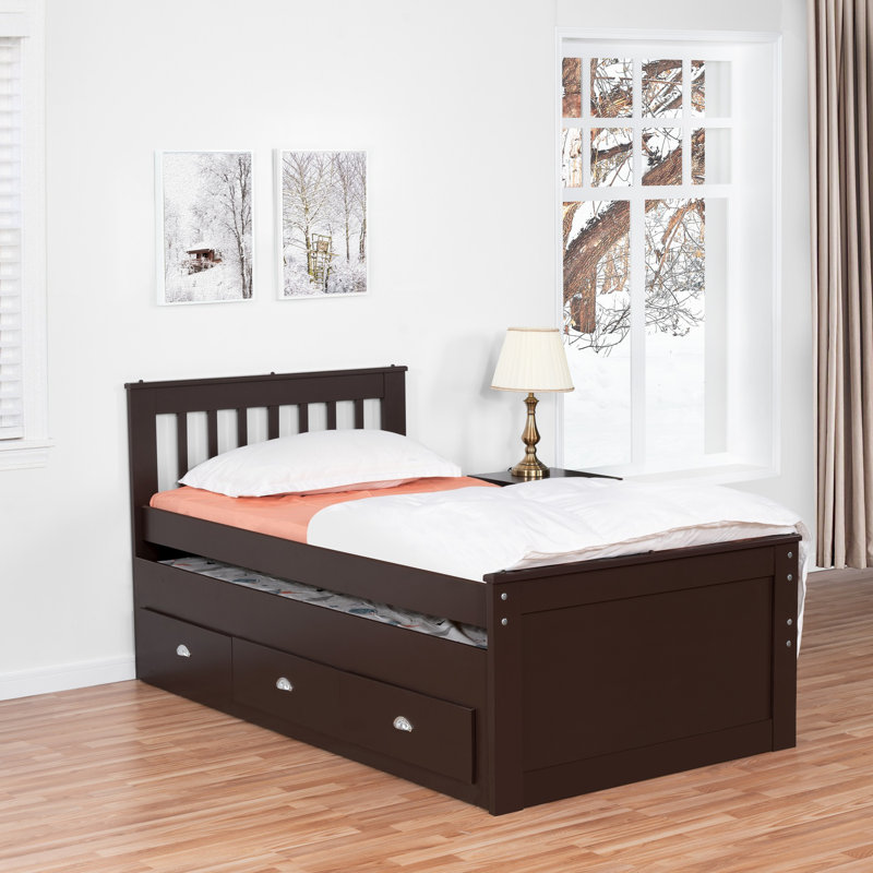 Lit plateforme avec rangement Jaslean, Espresso