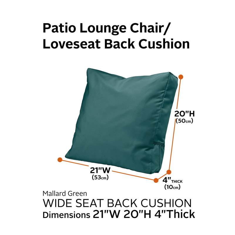 Ravenna Outdoor 4'' Back Cushion, 21" H x 20" W x 4" D, Mallard Green