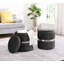 Repose-pieds rond en velours avec rangement-421409595