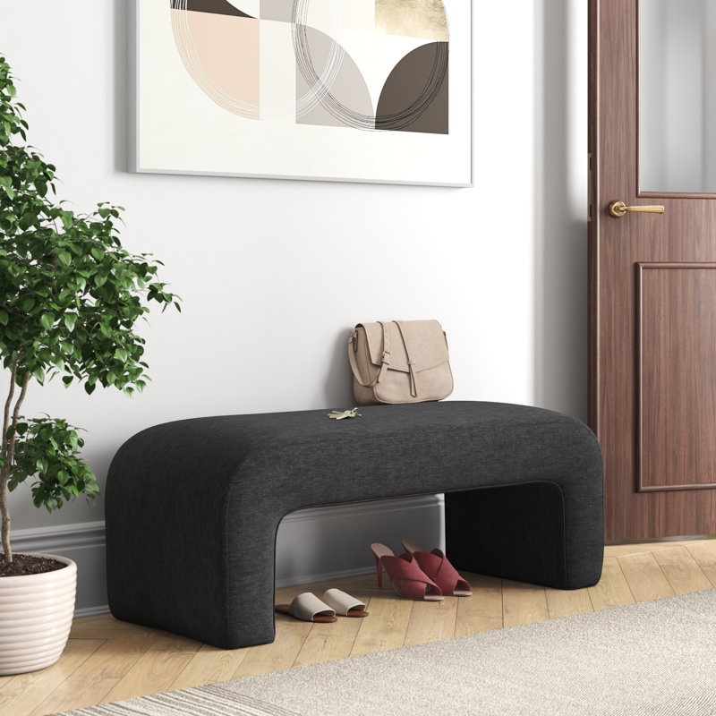 Ichika 47" W Upholstered Bench, Charcoal Chenille