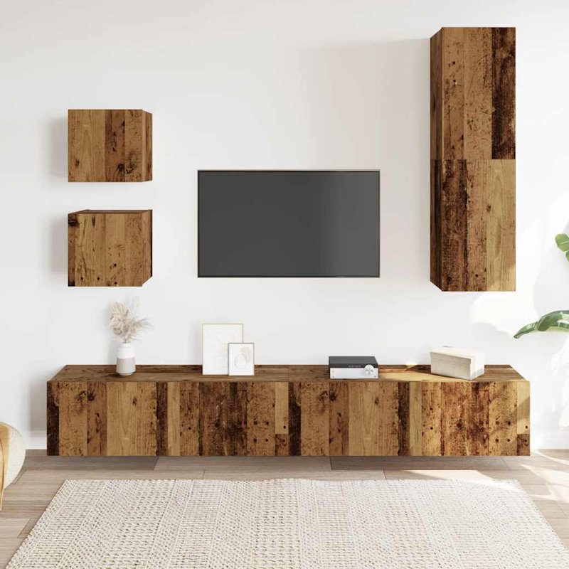 Biston Unfinished Entertainment Centre for TVs up to 40", Old Wood, 43.3" H x 12" L x 11.8" W