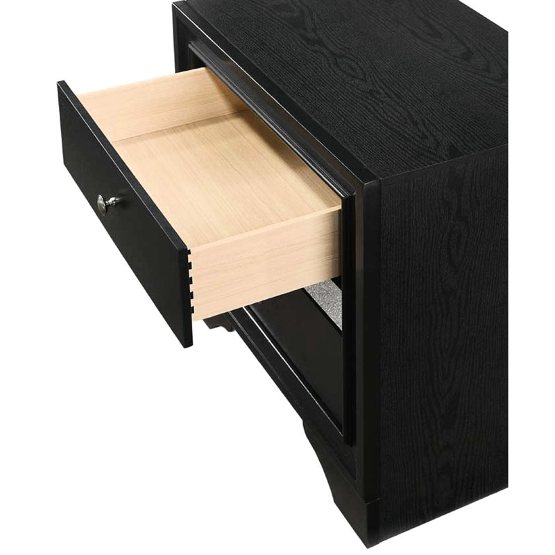 Table de chevet à 3 tiroirs en bois massif de style moderne de luxe avec finition noire