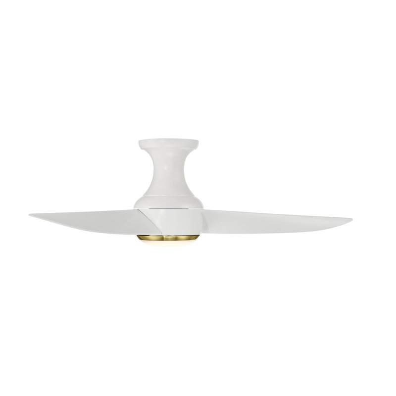Corona 3 - Blade Outdoor/Indoor Smart Flush Mount Ceiling Fan with Remote Control and Dimmable LED Light Kit Included, 44"