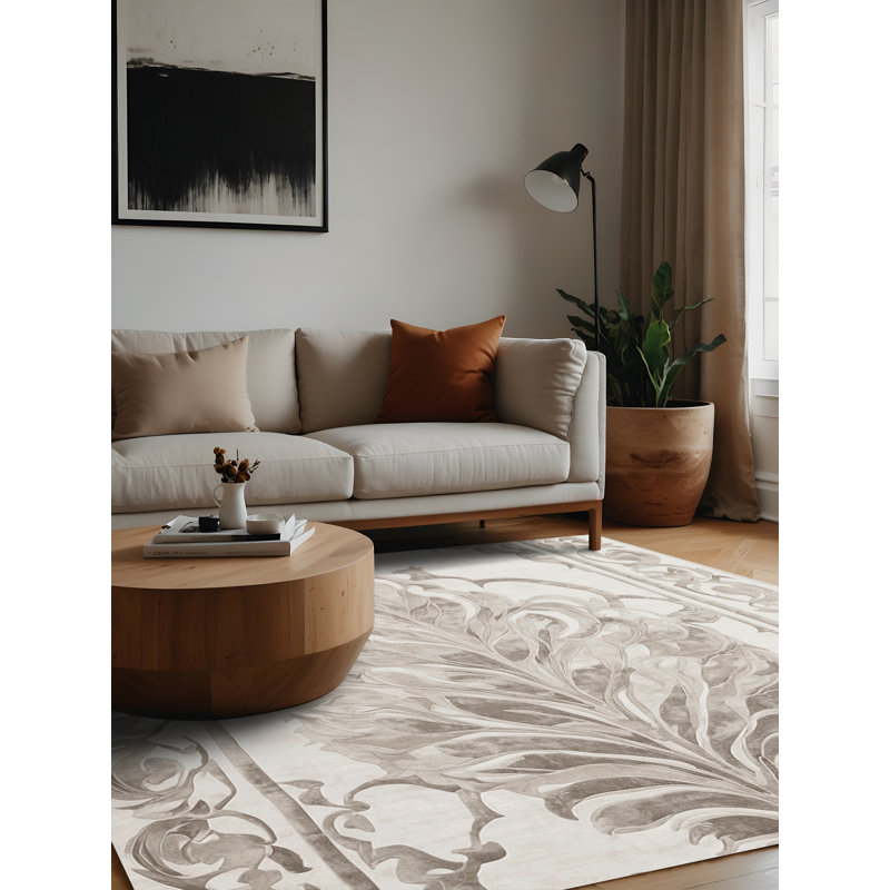 Machine Washable Gray Area Rug, Square 6'