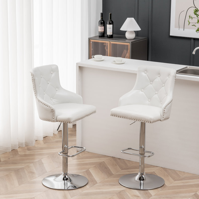 Tabouret de bar pivotant à hauteur réglable, Chrome, 2 Pieces