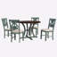 Table de salle à manger 5 pièces et 4 chaises en tissu avec pieds de table et tablette de rangement-1722318182-1722318183