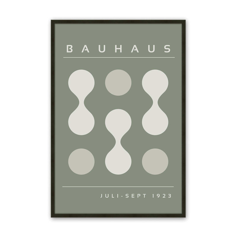 Imprimé vert Bauhaus Flow II, H 11 po x l 9 po, Reproduction encadrée sans passe-partout, Noir satiné