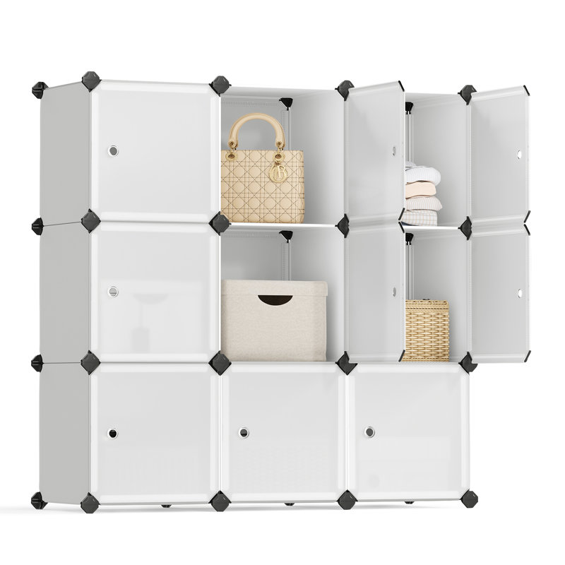 9 Pair Stackable Shoe Storage Cabinet, White