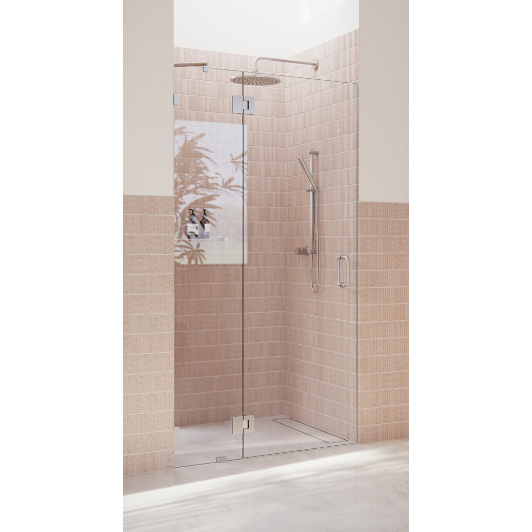 Halo 40.25 in. x 78 in. Frameless Glass Hinge Shower Door Glass Warehouse 