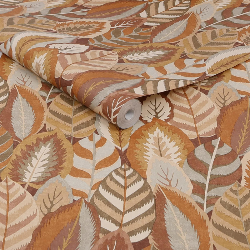 Sublime Arty Leaves Floral Wallpaper, Brown
