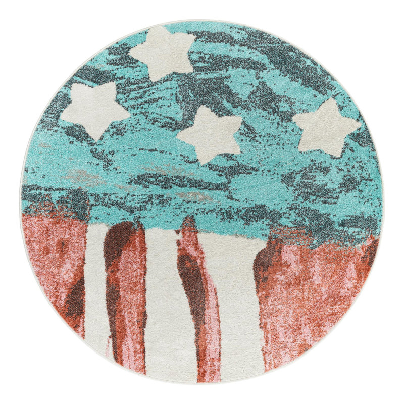 Unique Loom Americana Whimsy Kids Rug, Round 5'1"