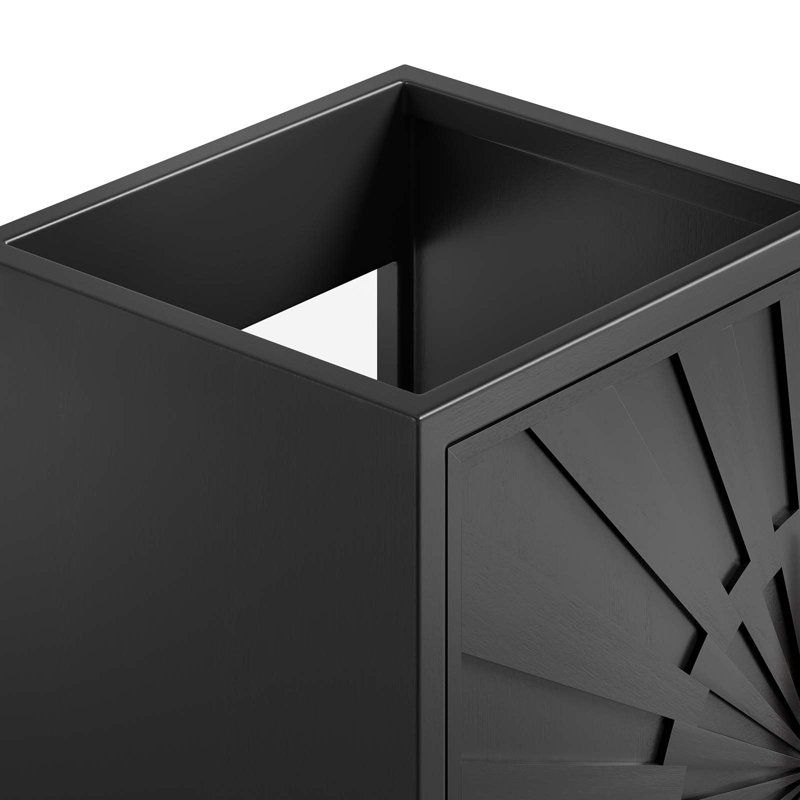Black Solid Wood and MDF Single Bathroom Vanity Cabinet with Gold Base