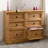 Farmhouse 6-Drawer Double Dresser, Solid Pine Wood Chest of Drawers, Rustic Bedroom Storage Cabinet with Black Metal Handles, Wooden Bedroom Organizer