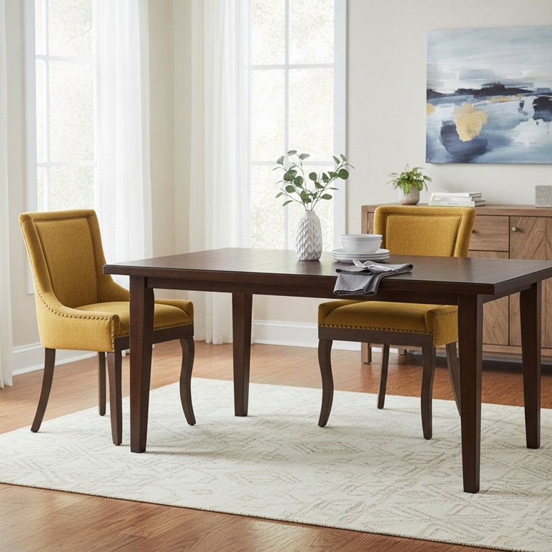 Upholstered Dining Chairs Set of 2, Modern Dining Room Parson Chair, Dinner Side Chairs for Kitchen Dining Room, Golden