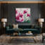 Art mural sur toile beige botanique fuchsia-1244959900