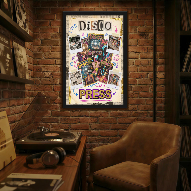 Fashion Disco Press Collage Pattern With Retro Magazine Cutouts, 18" H x 12" W