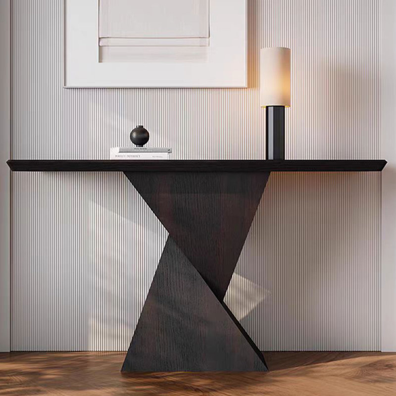 Table de véranda en bois de style français., H 33,4 po x l 47,2 po x P 15,7 po, Noir
