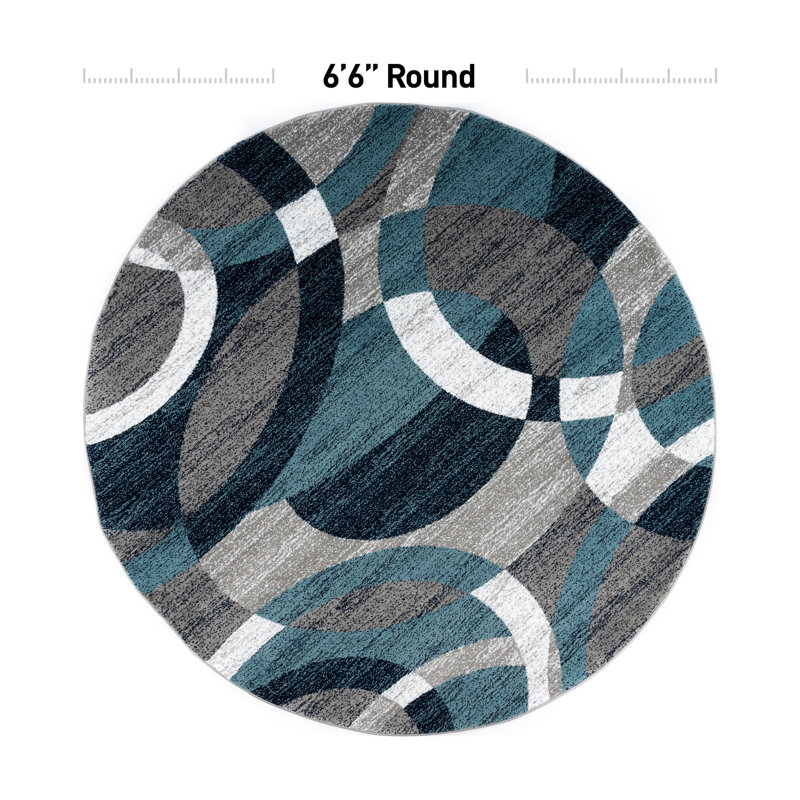 Mehul Abstract Machine Woven Area Rug in Blue/Ivory/Gray – Modern Abstract Design, Living Room, Bedroom, Dining Room, Durable Carpet