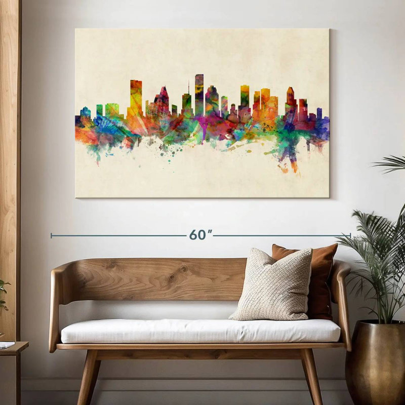 Skyline de Sirci Houston au Texas III, H 34 po x l 51 po