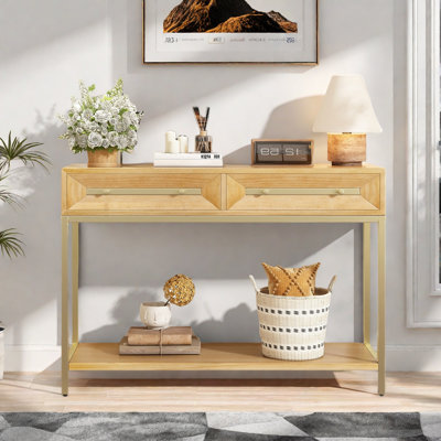 Retro Console Table With Two Drawers And Metal Frame by Mercer41