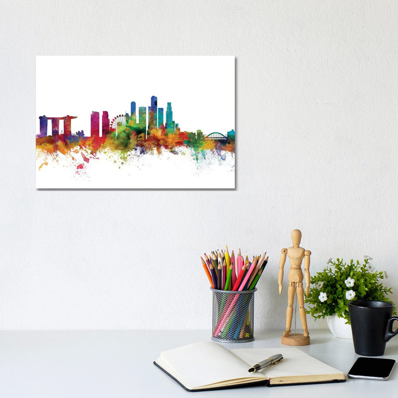 Singapore Skyline by Michael Tompsett - Wrapped Canvas Gallery-Wrapped Canvas Giclée, 20.32 cm H x 30.48 cm W