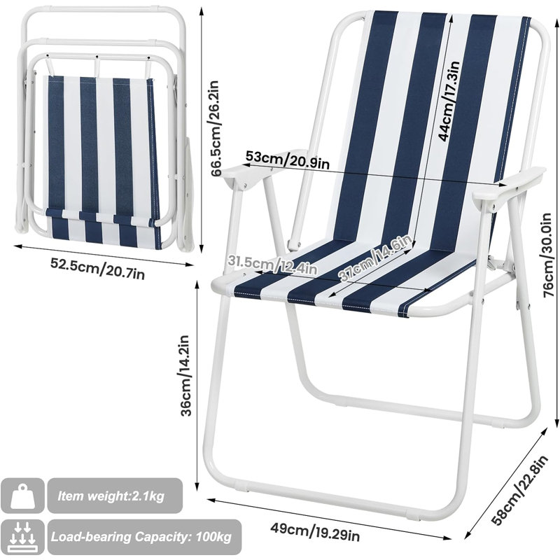 Burnham Folding Camping Chair, Grey/Blue
