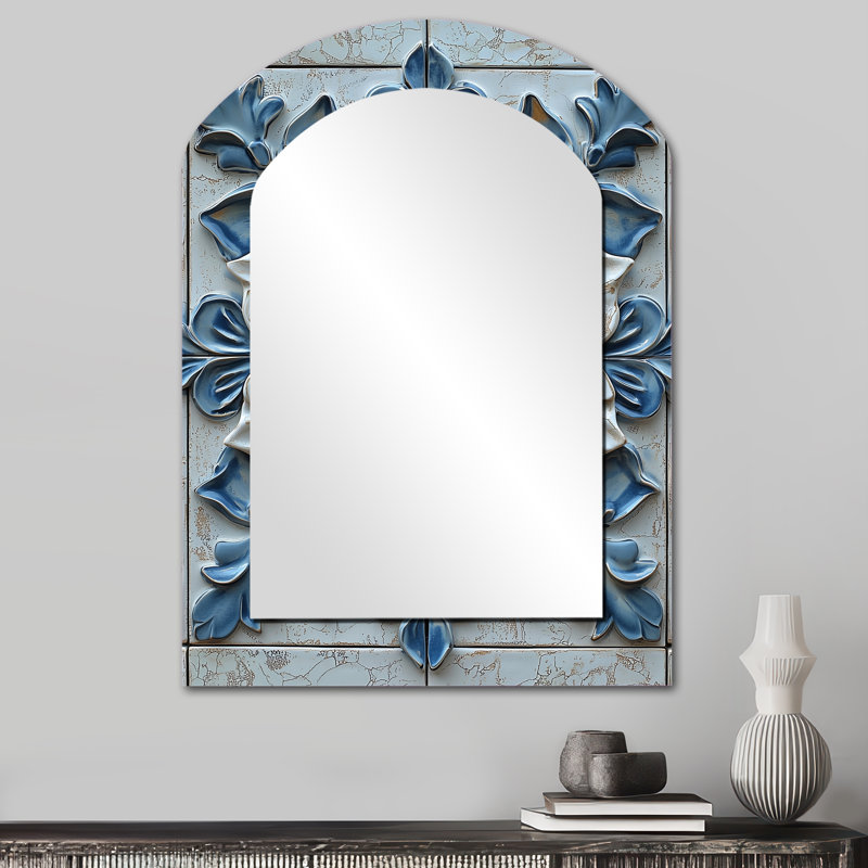 Décoration marocaine en miroir blanc et bleu marocain, 34 po x 25 po